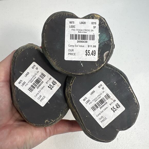 Yoga Frog Figures Posing Figurines Statue Green Gold Resin Zen Hippie - Picture 7 of 7